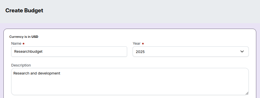 Create Budget