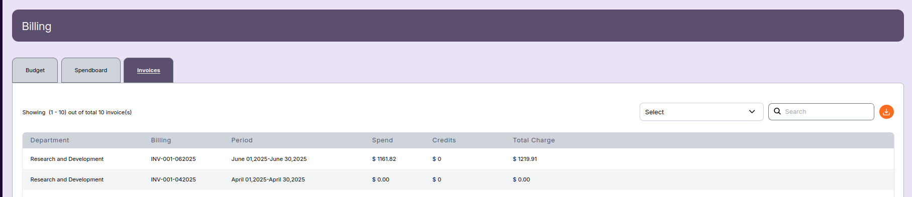 Invoices List
