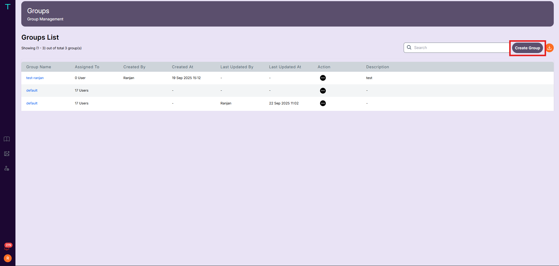 Create Group button