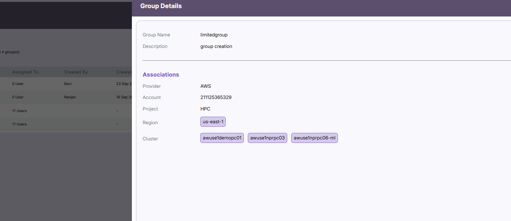 Group details summary
