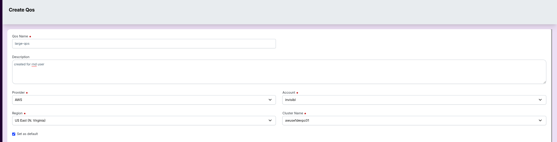 Create Qos