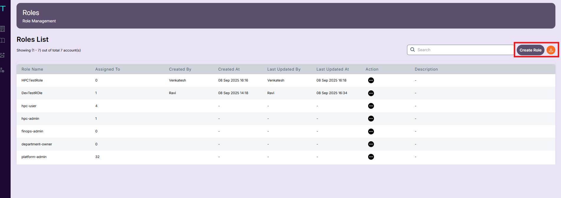 Roles Management UI