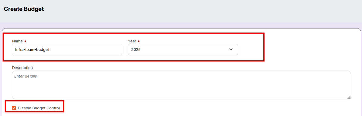Create Budget Step 1
