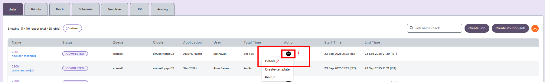 Job Details Action