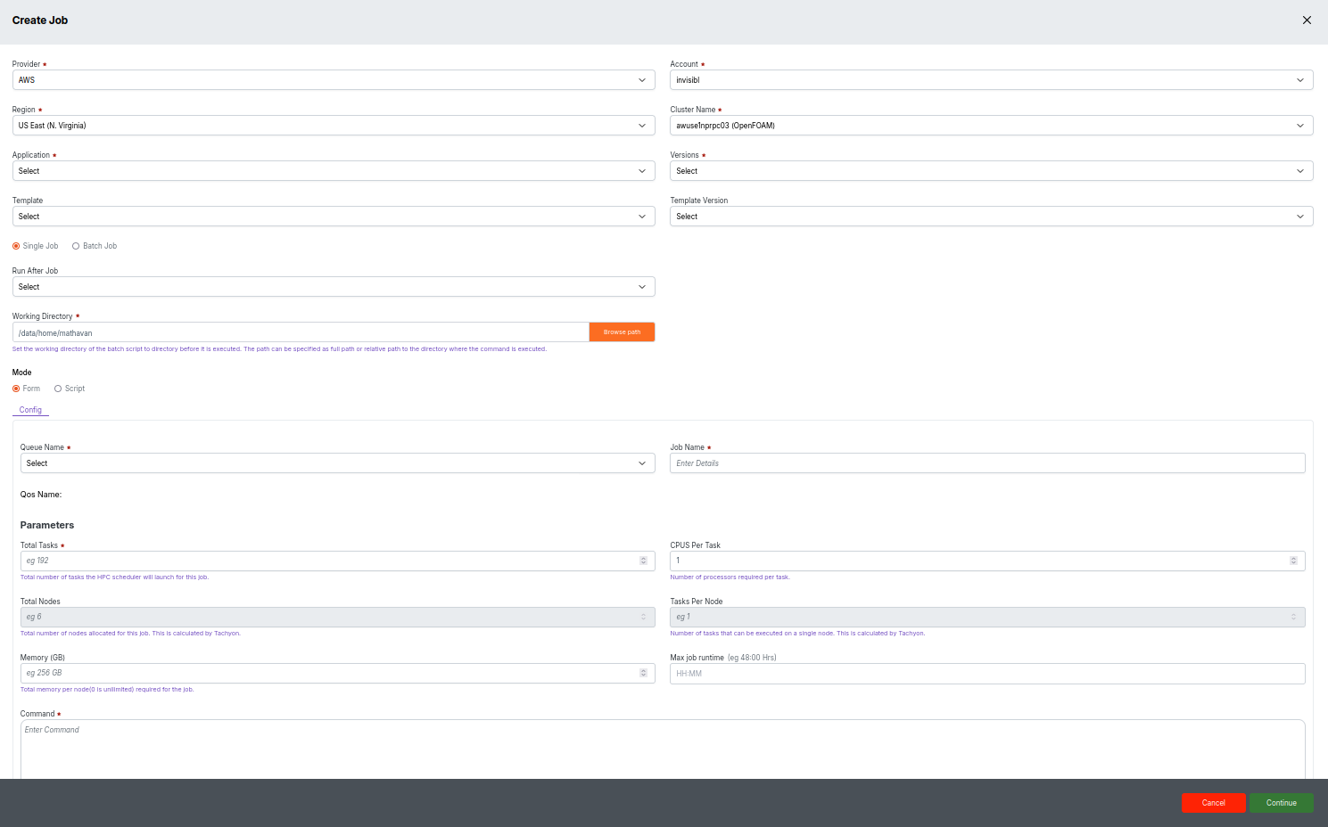 Create Job Form