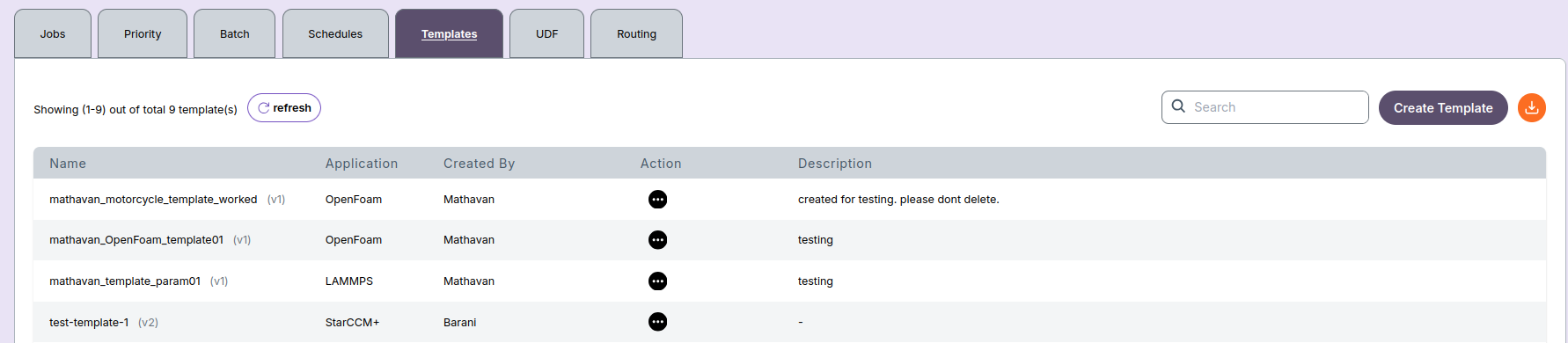 Template List