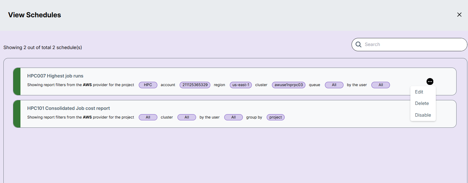 Report Schedule Action