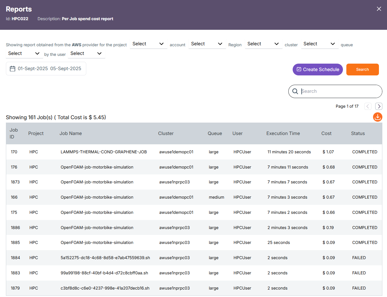Report Job Page