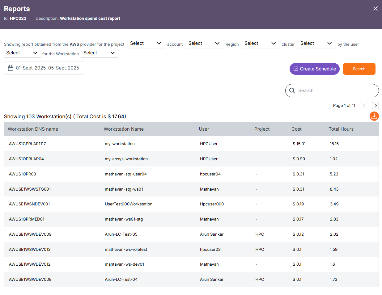Report Workstation Page