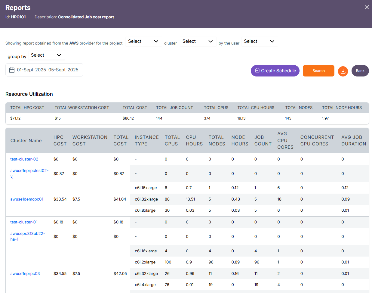 Cluster Level Report