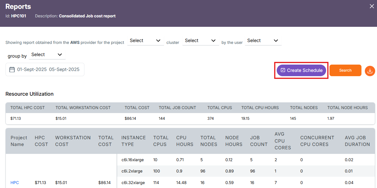 Schedule Create