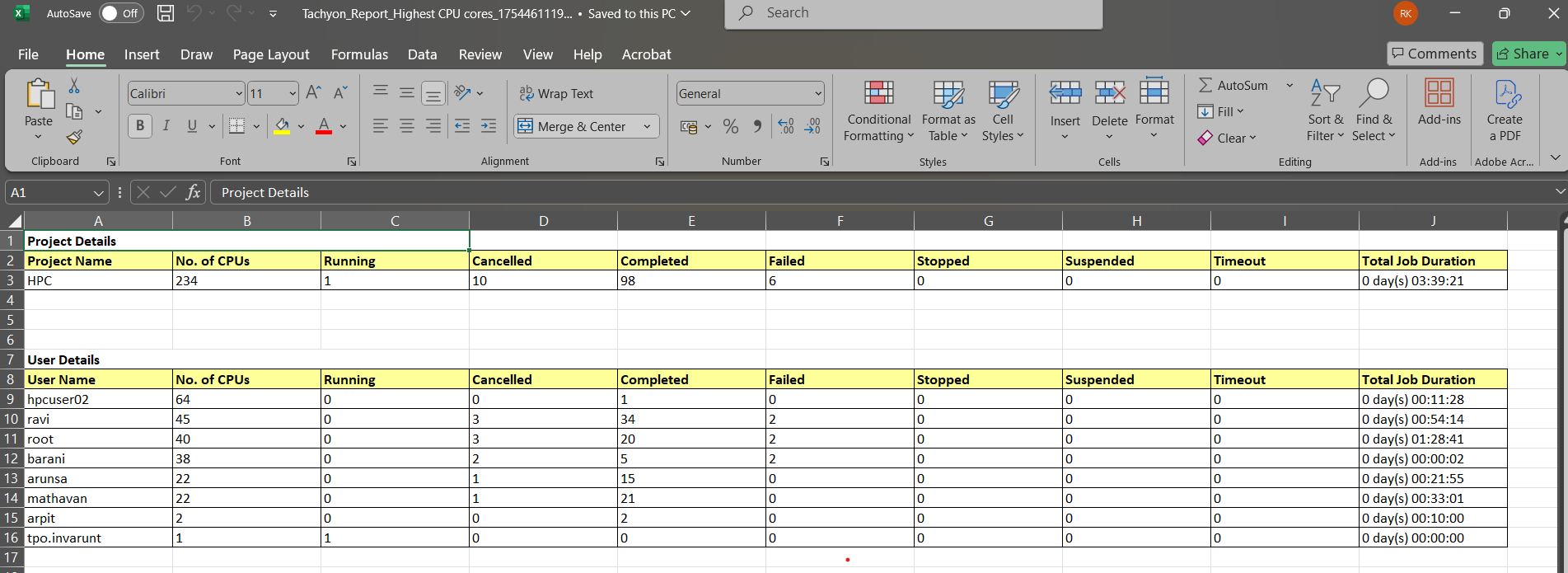 Report Excel File