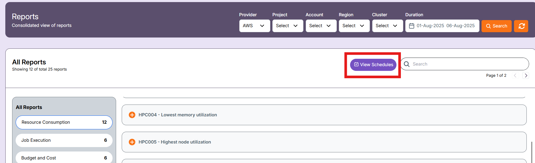 Report View Schedule